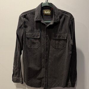 Howler Brothers Men’s Button-Up Shirt Size M Black Denim Cotton Patch Long Sleev